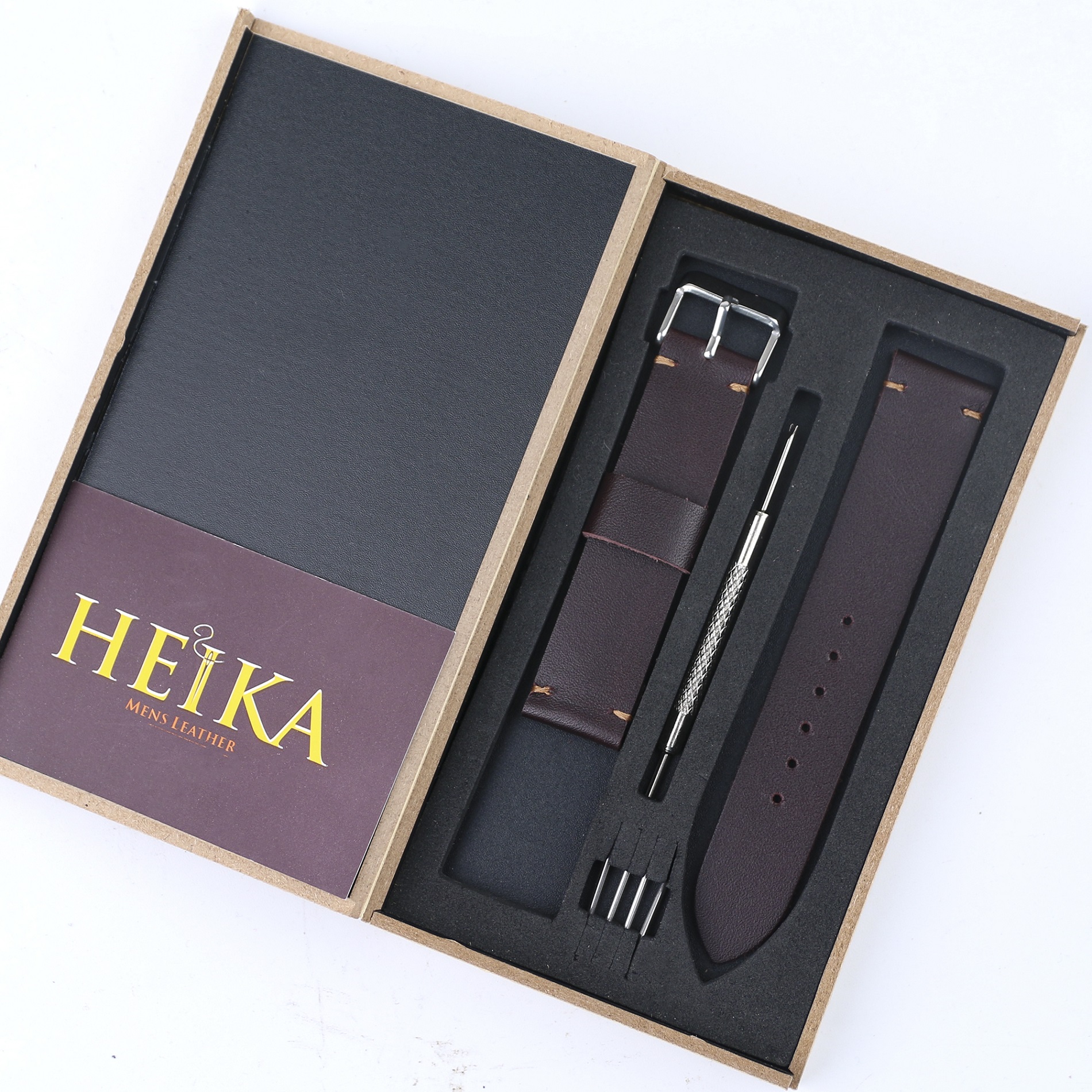 Dây đồng hồ da bò vachetta Heika, dây da đồng hồ cao cấp handmade khâu tay thủ công size 18mm, 20mm, 22mm, 24mm