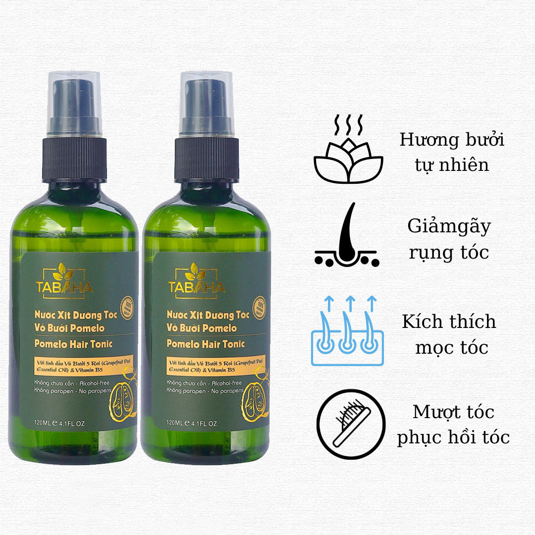 Bộ 2 chai tinh dầu bưởi xịt tóc pomelo tabaha 120mlx2