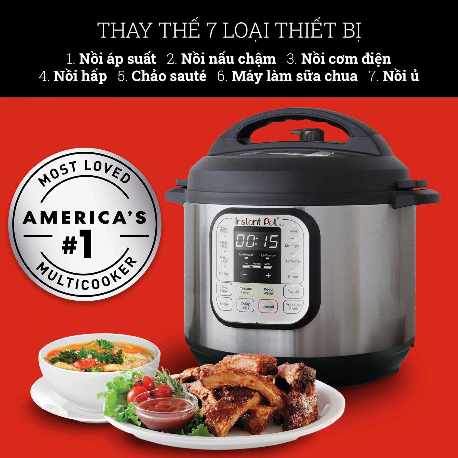 ⚡BIG SALE⚡Nồi áp suất Instant Pot Dou 60 7 in 1 điện áp 220V, Nồi áp suất điện tử đa năng
