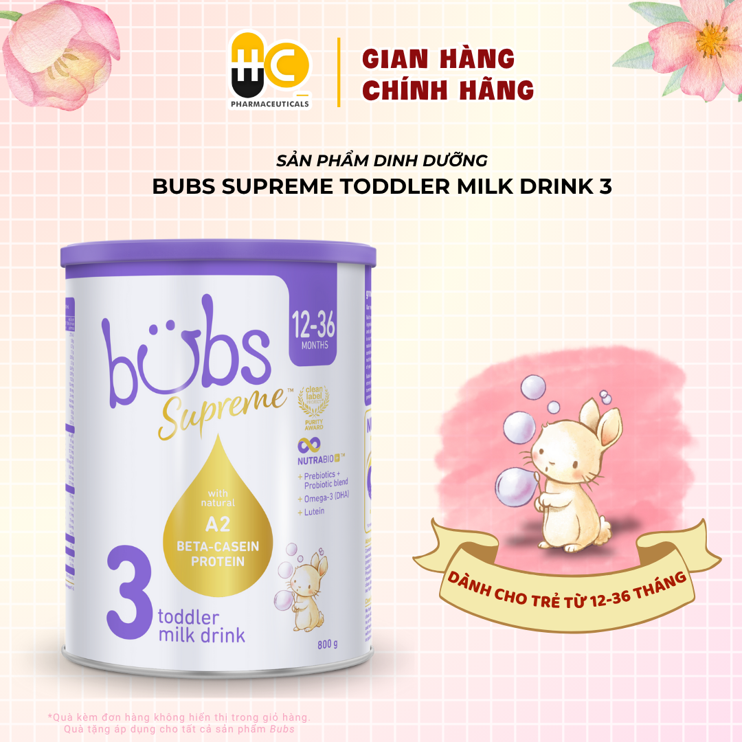 Sữa dinh dưỡng Bubs Supreme Toddler Milk Drink 3 dành cho trẻ từ 12-36 tháng tuổi