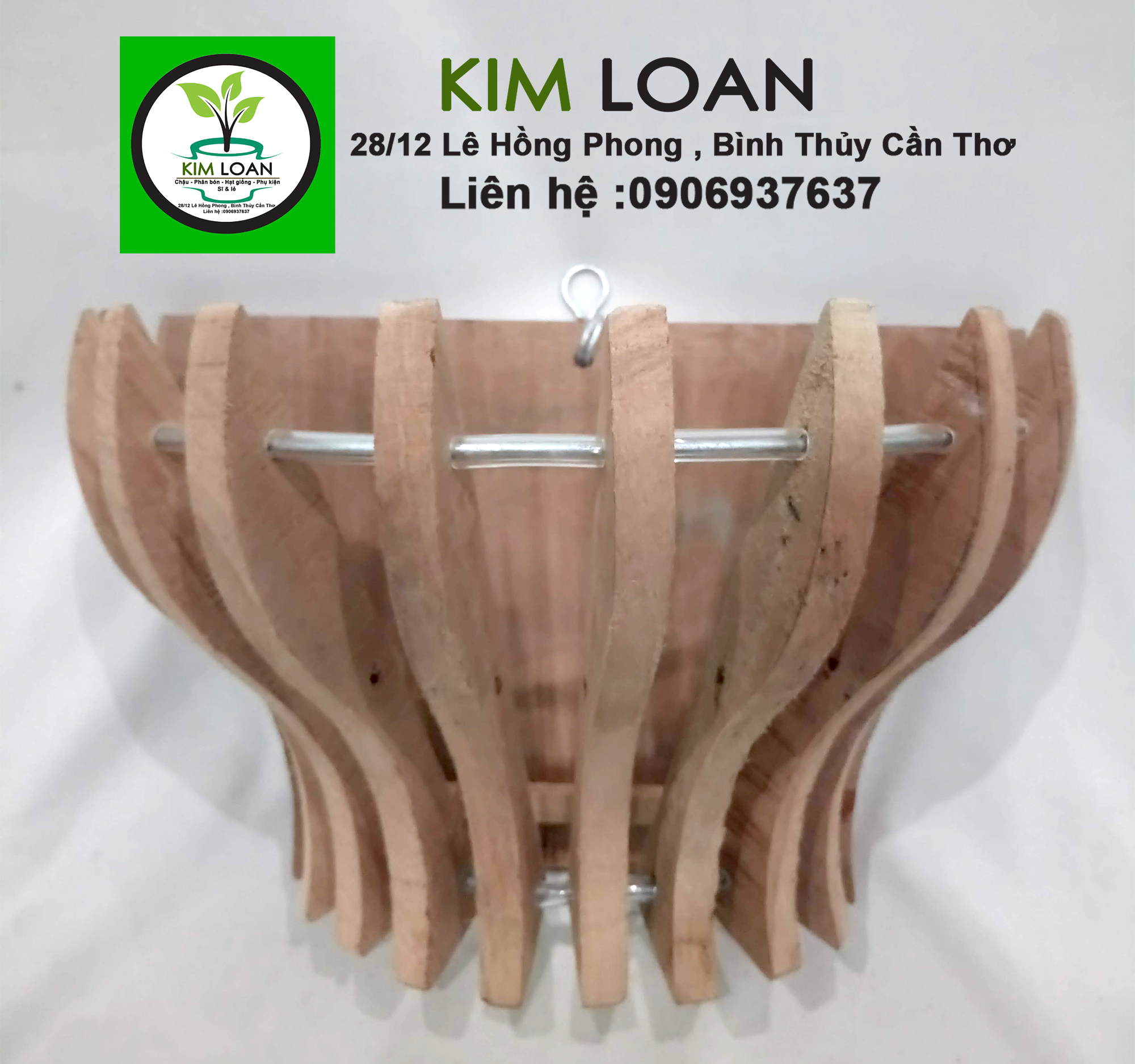 Combo 2 chậu lan gỗ ốp tường 27x17x17cm