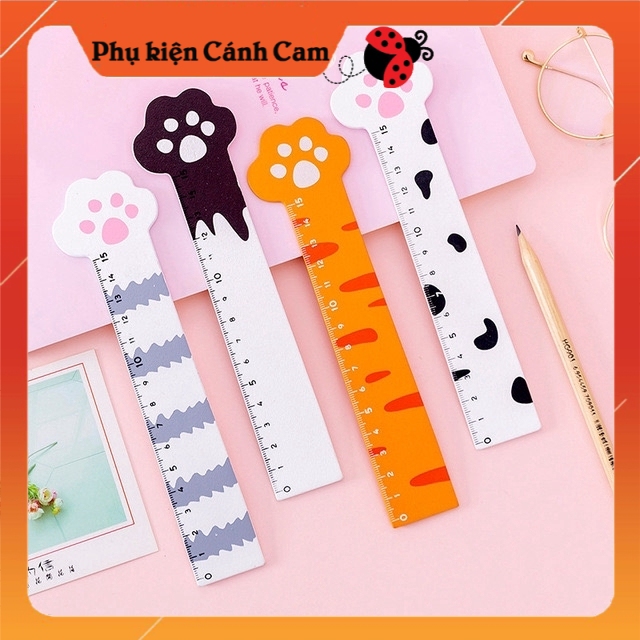 Thước Kẻ Gỗ Hình Chân Mèo Xinh Xắn 15cm - Phụ kiện Cánh Cam