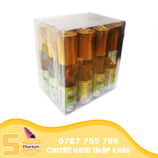 Lốc 12 Chai Dầu Gió Thái Lan Green Herb Oil – Dầu Thảo Dược Nhân Sâm – Dầu Lăn Nhân Sâm – Hàng Chuẩn Rất Thơm (8ml x12)【Sò Market】