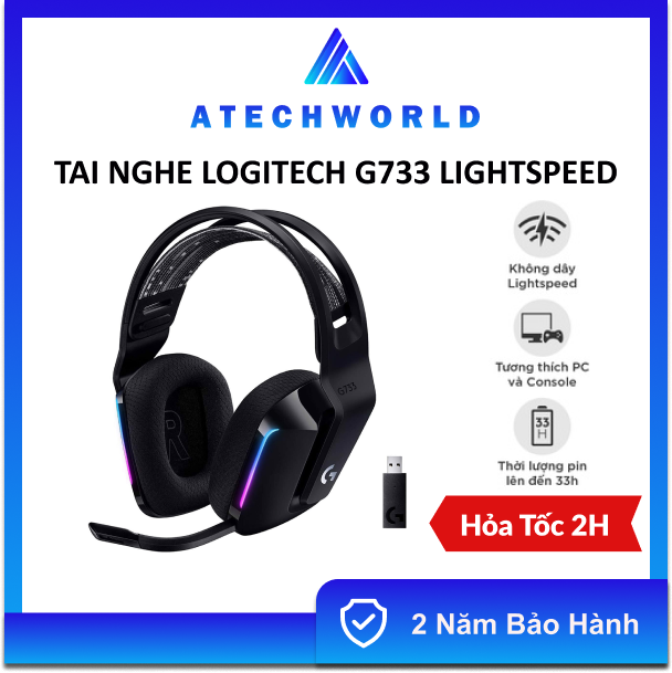 Tai Nghe Logitech G733 Lightspeed Wireless Black - Hàng Chính Hãng
