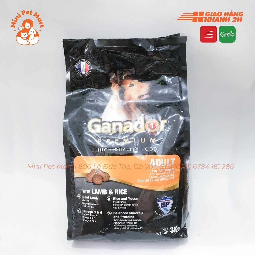 Thức ăn hạt cho chó trưởng thành GANADOR 3kg - Vị thịt cừu