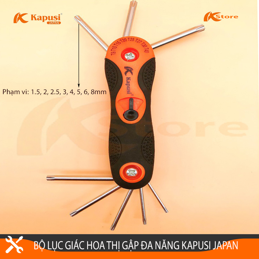 BỘ LỤC GIÁC HOA THỊ GẬP 8 CHI TIẾT - BỘ LỤC GIÁC BÔNG XẾP ĐA NĂNG KAPUSI JAPAN