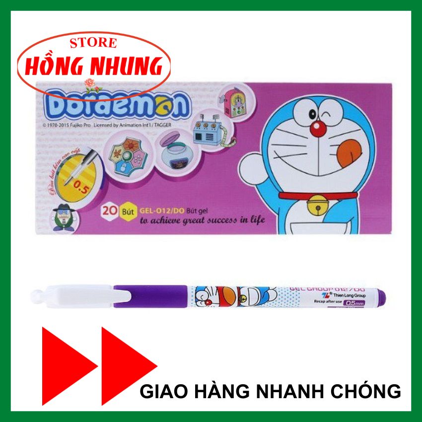 Sỉ 20 bút mực nước thiên long doraemon nét 0.5mm màu tím; hồng nhung store