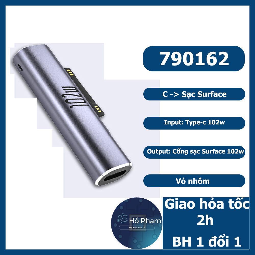 Đầu nối bộ chuyển đổi nguồn pd usb type c 15v 102w bộ chuyển đổi sạc nhanh cho microsoft surface pro 8 7 6 5 4 3 go book 1 2 3