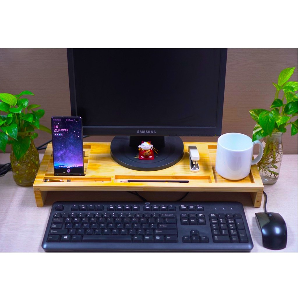 Kệ Kê Màn Hình Máy Tính PC, Tivi, iMac, Macbook Bằng Gỗ Đặt Để Màn Hình Size Lớn