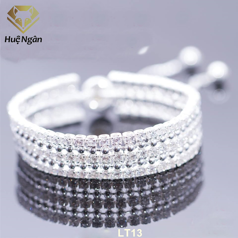 Lắc tay nữ trang sức bạc ý 925 huệ ngân-lắc đá 3 tầng cá tính lt13