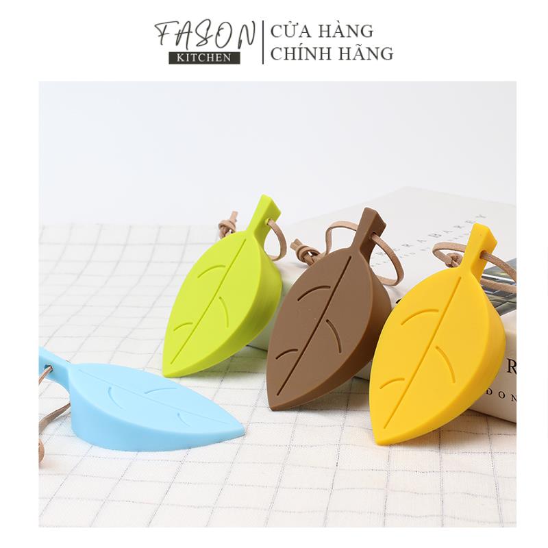 Miếng chèn cửa chống va đập silicon hình chiếc lá, chặn cửa thông minh - fasonkitchen