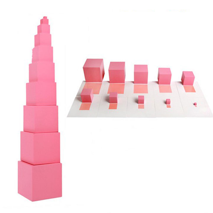 Bộ tháp hồng size lớn 1-10 cm bản tiêu chuẩn giáo cụ Montessori