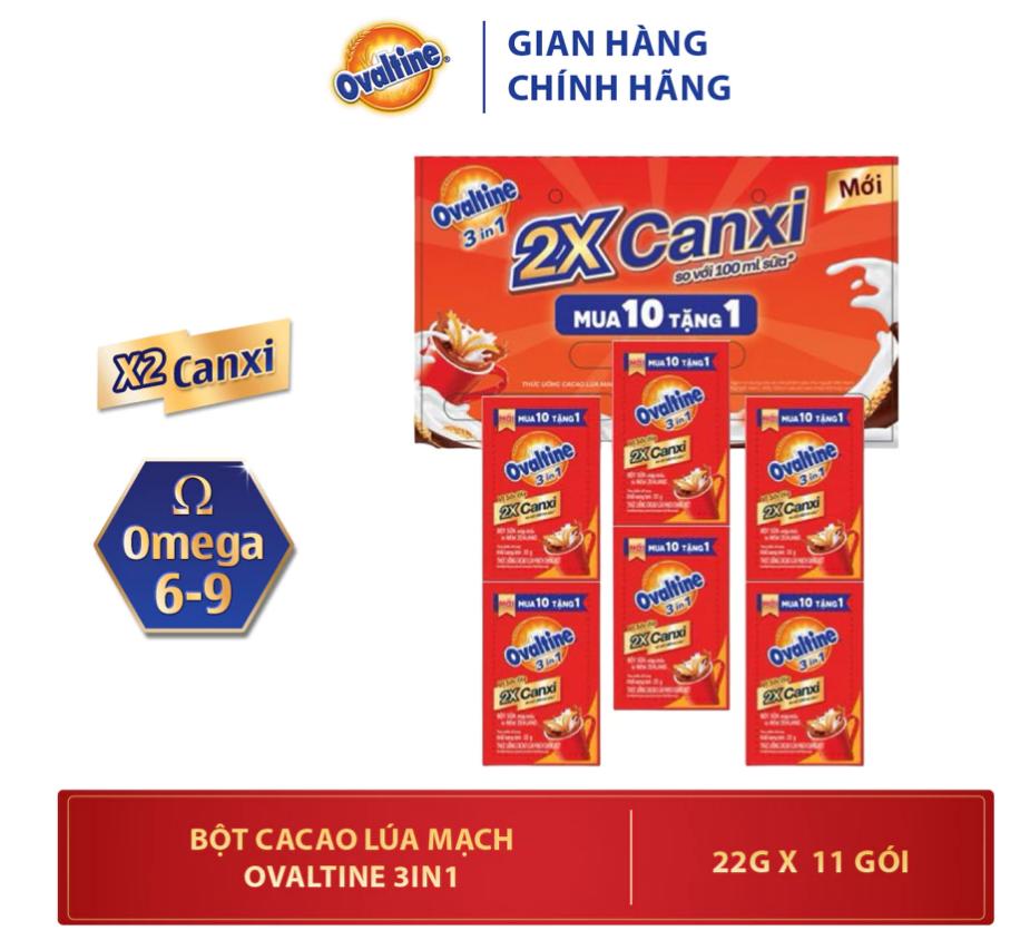 Date 06/2025 Bột Cacao Lúa Mạch Ovaltine 3in1 - 1 dây 10 gói tặng 1 Gói