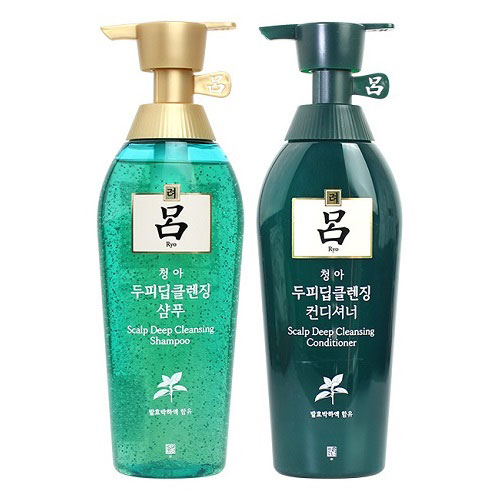 Bộ Dầu gội xả thảo dược mọc tóc, phục hồi tóc Ryo màu xanh (Dành cho tóc khô, có gàu) 2x500ml