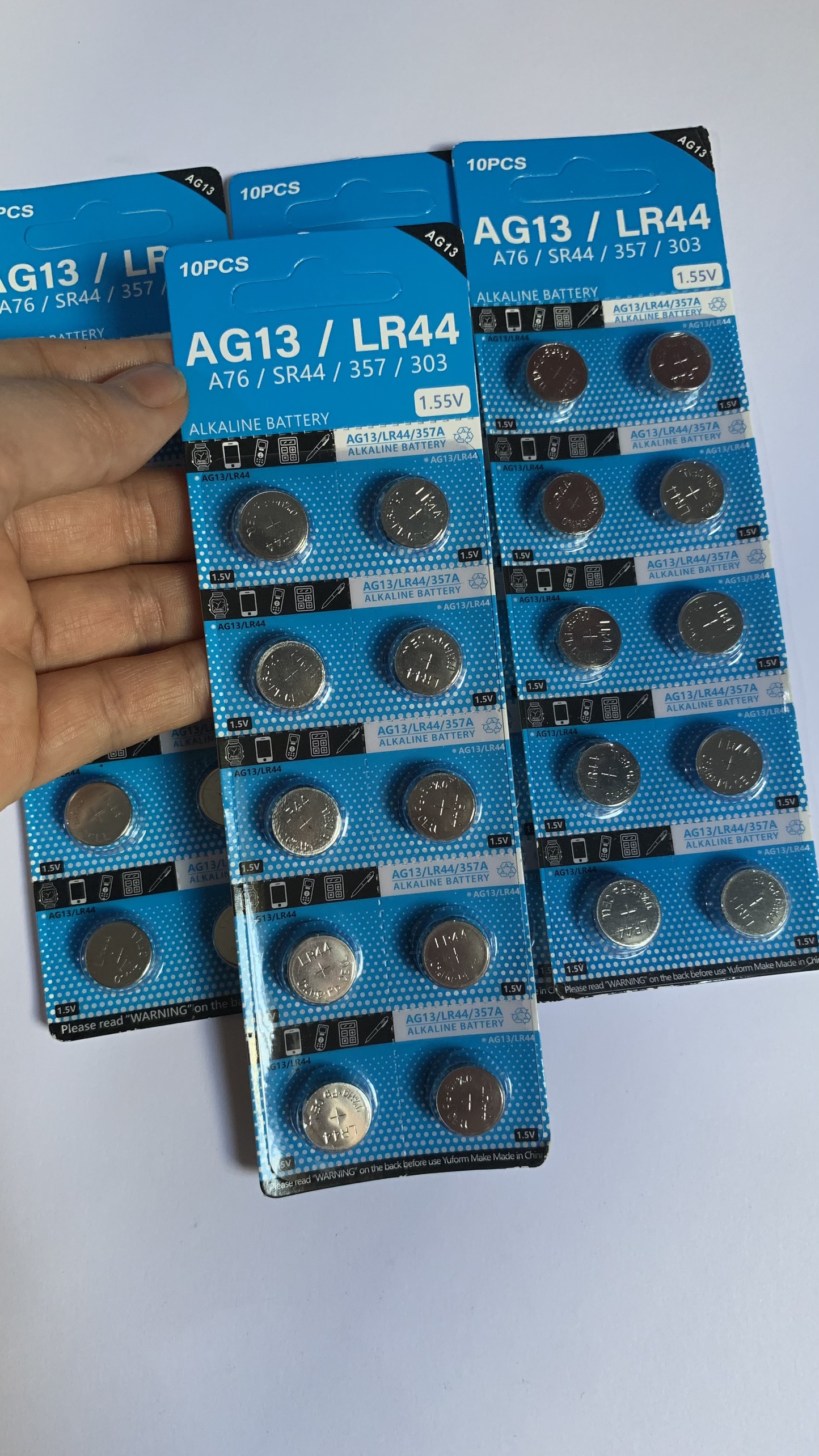 Combo 5 vỉ - 10 vỉ pin cúc áo lr44 ag13 1.55v dùng cho đồ chơi, đồng hồ, đồ điện tử,...