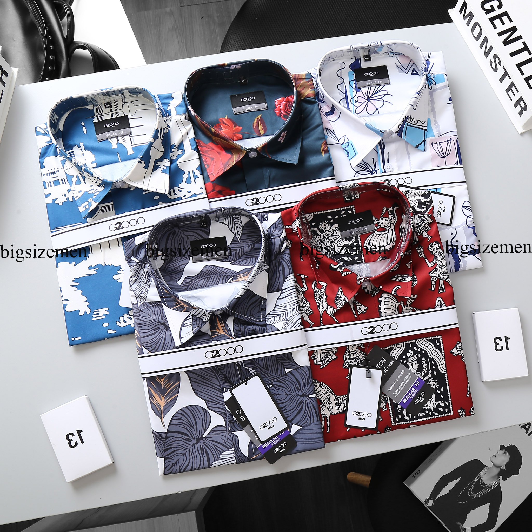 bigsize - SALE Áo sơ mi nam tay ngắn họa tiết 3D bigsize 70KG - 130KG