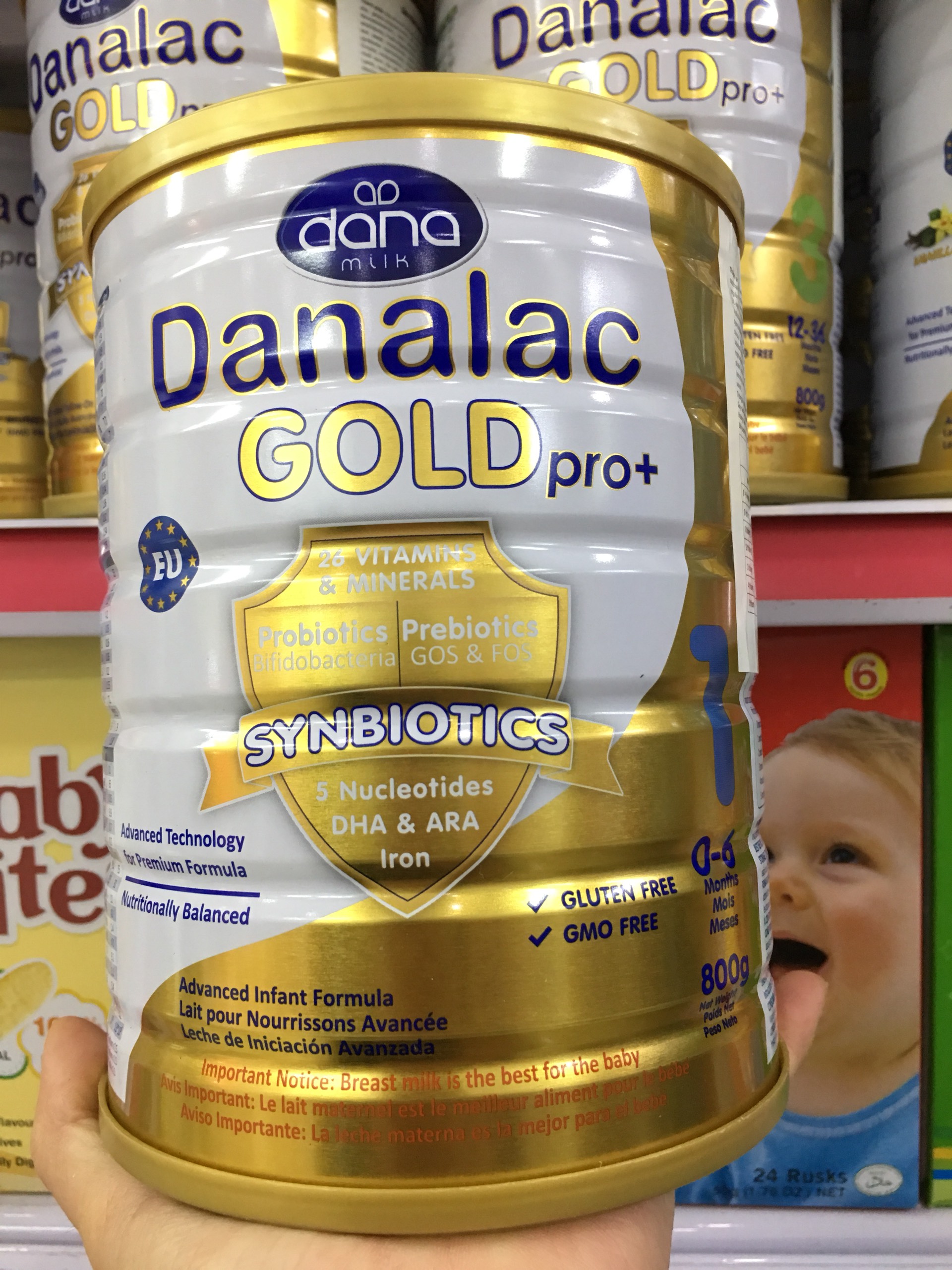 Sữa danalac gold số 1 cho bé từ 0-6m 800g Nhập khẩu thuỵ sĩ
