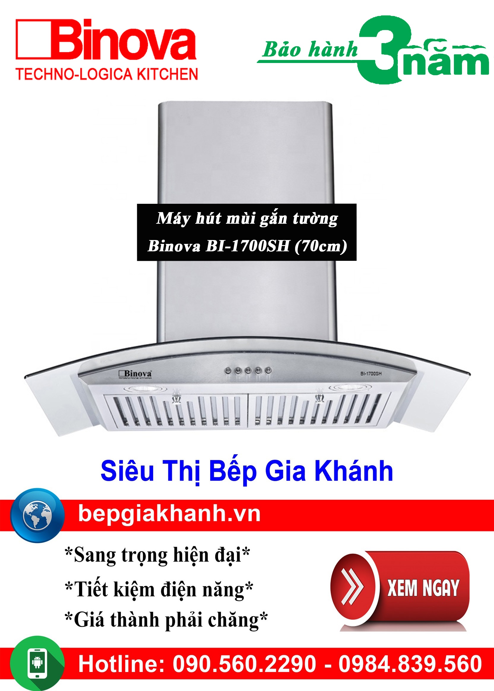 [HCM]Máy hút mùi kính cong Binova BI-1700SH 70cm, máy hút mùi nhà bếp, máy hút mùi bếp, máy hút mùi kính cong, máy hút mùi canzy, máy hút mùi mini, máy hút mùi âm trần, máy hút mùi electrolux, may hut mui