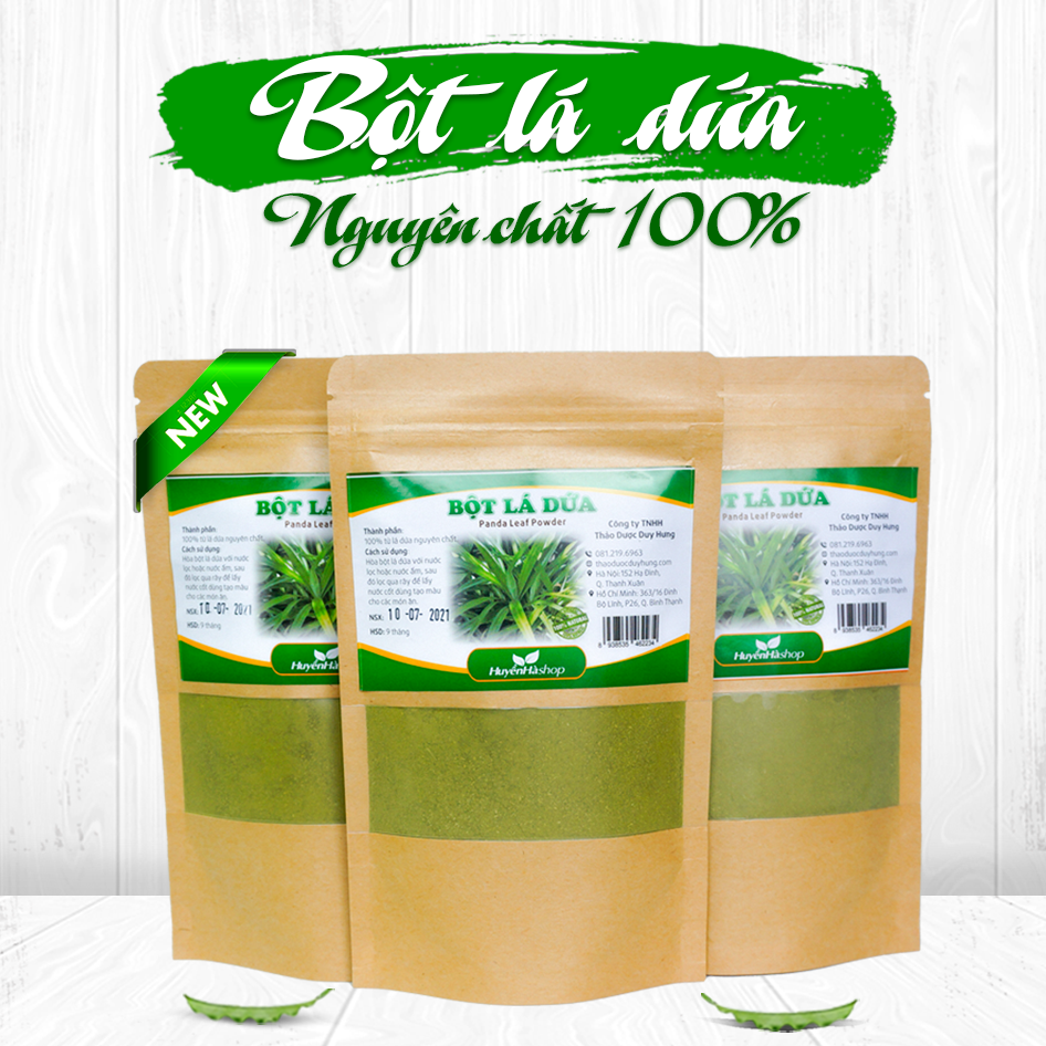 Bột lá dứa nguyên chất 100% - Tạo màu xanh tự nhiên cho các món xôi, chè và bánh - Thảo Dược Duy Hưng