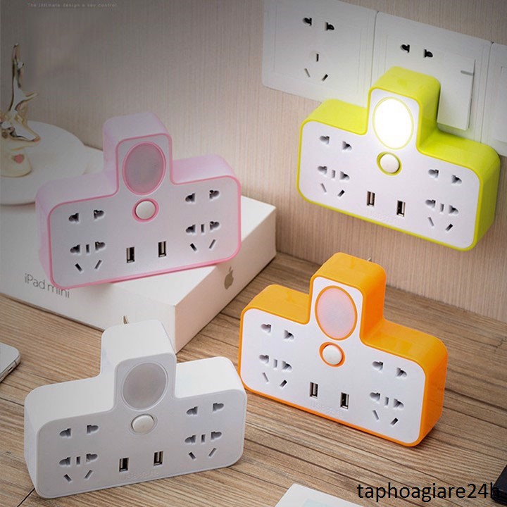 Ổ điện cắm tường có đèn ngủ cổng usb