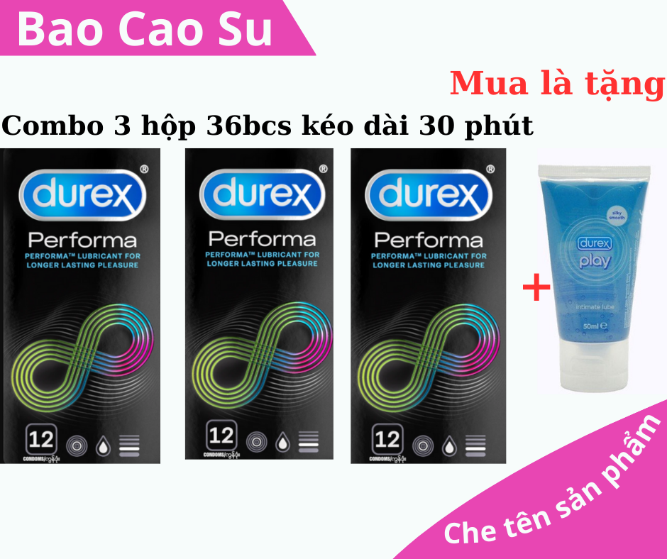 Combo 3 hộp Bcs Performa Kéo dài thời gian quan hệ + 1 tuýt gel play 50ml