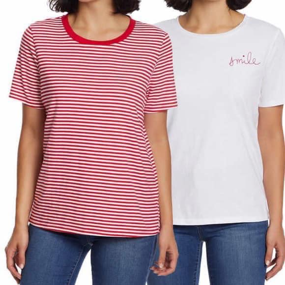 Set 2 áo nữ màu trắng và sọc đỏ thương hiệu Ella Moss