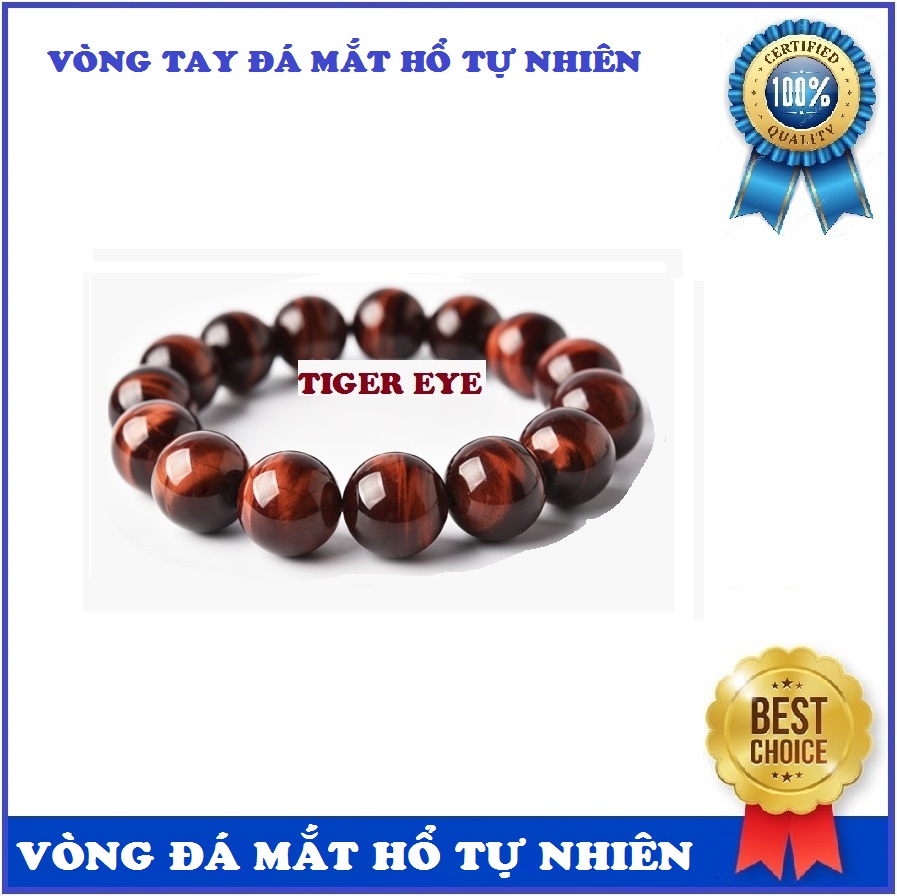 Vòng tay đá mắt hổ nâu đỏ tự nhiên 12mm và 10mm cao cấp loại 1 (3A), vòng phong thủy tốt cho sức khỏe, mang lại may mắn tài lộc.