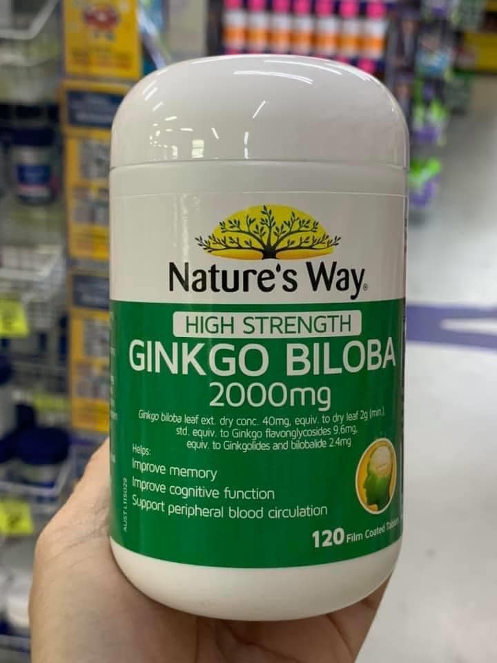 Bổ Não Ginkgo Biloba Nature's Way tăng cường trí nhớ Úc 120 viên