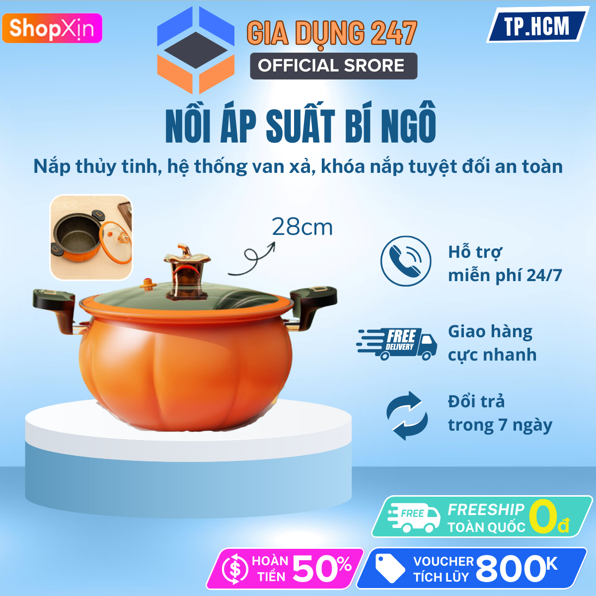 Nồi áp suất bí ngô 8l thông minh dùng được với bếp từ hầm gà, cháo - nồi chiên, xào, nấu lẩu, nồi áp suất nồi áp suất điện nồi lẩu điện nồi nấu cháo cho bé nồi áp suất nấu bếp ga nồi áp suất điện đa năng
