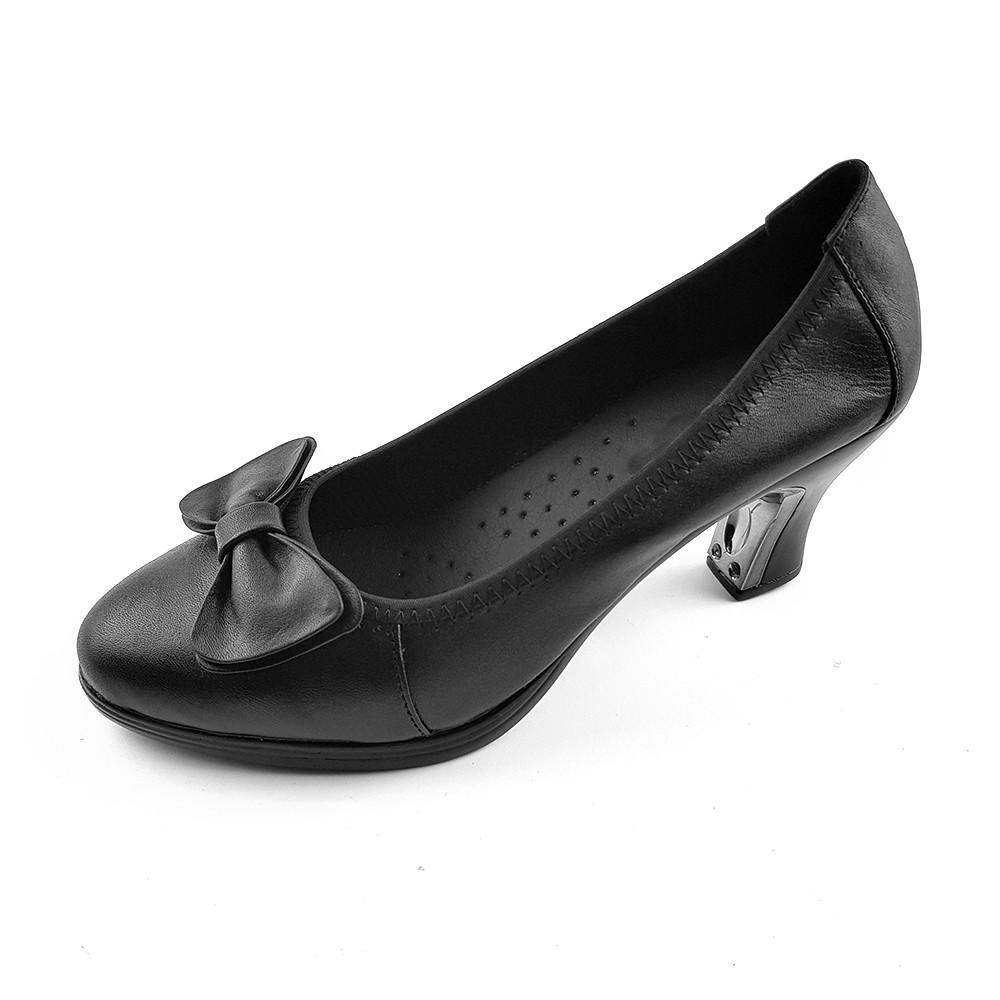 Giày cao gót đế vuông giày cao gót 7cm da bò thật siêu mềm evelynv 7p0516