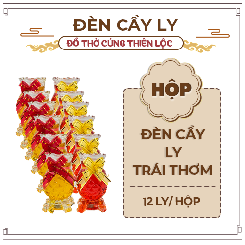 Đèn Cầy Ly Cúng Q12 Thơm Nhỏ Cao 9cm Cháy Liên Tục 31 Tiếng Đồ Thờ Cúng Thiên Lộc - Hộp 12 Ly