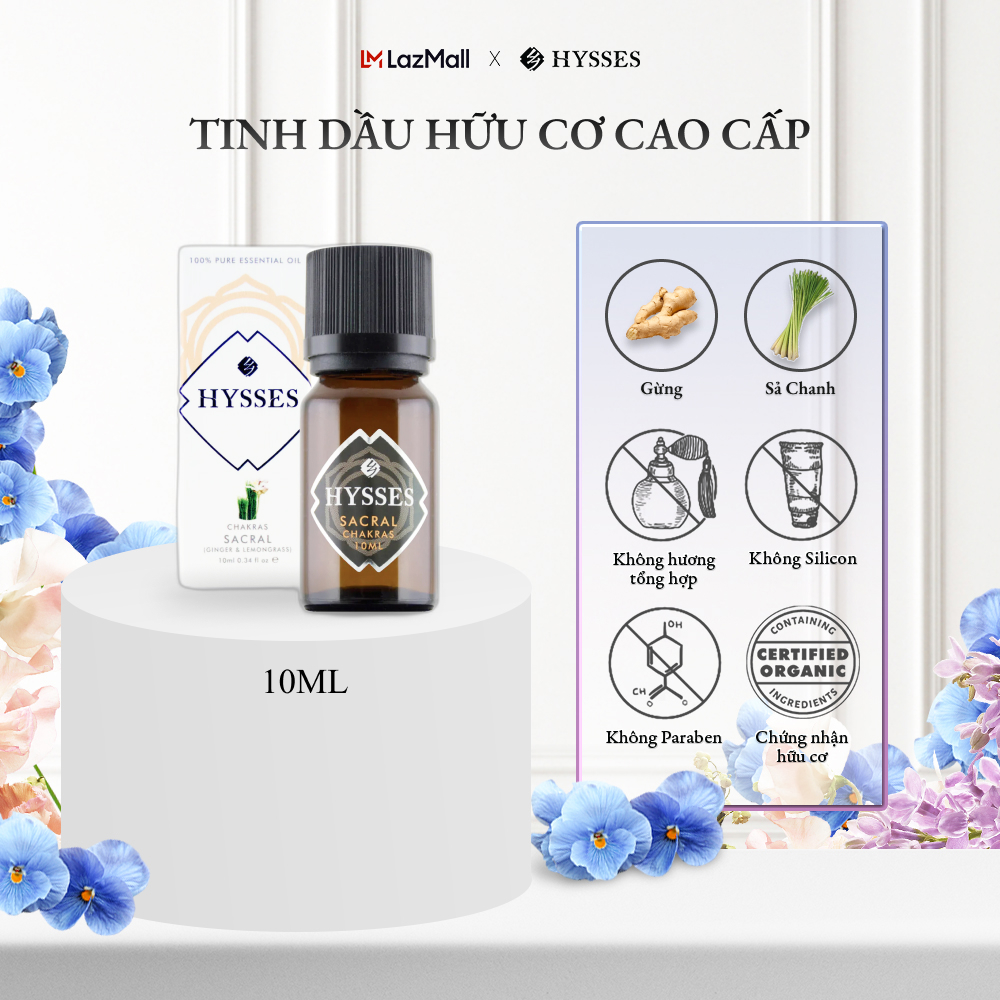 Tinh Dầu Cao Cấp Hysses Chakras Sacral Tăng Năng Lượng Luân Xa Hỗ Trợ Cải Thiện Luân Xa Sinh Lực Giúp Tăng Cảm Xúc Và Tinh Thần Với Gừng & Sả Chanh Hữu Cơ Tự Nhiên