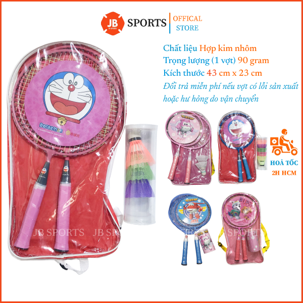 Bộ vợt cầu lông cho bé t7, cặp vợt cầu lông tốt nhẹ dây căng trợ lực