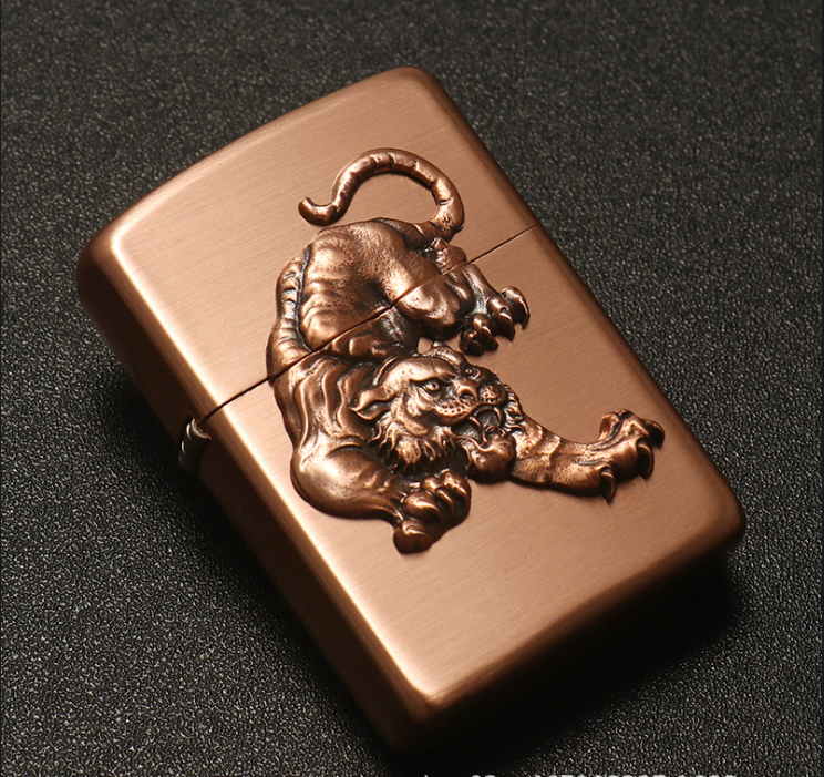 Emblem hình dán bật lửa Zippo đồng đỏ hổ hạ sơn copper