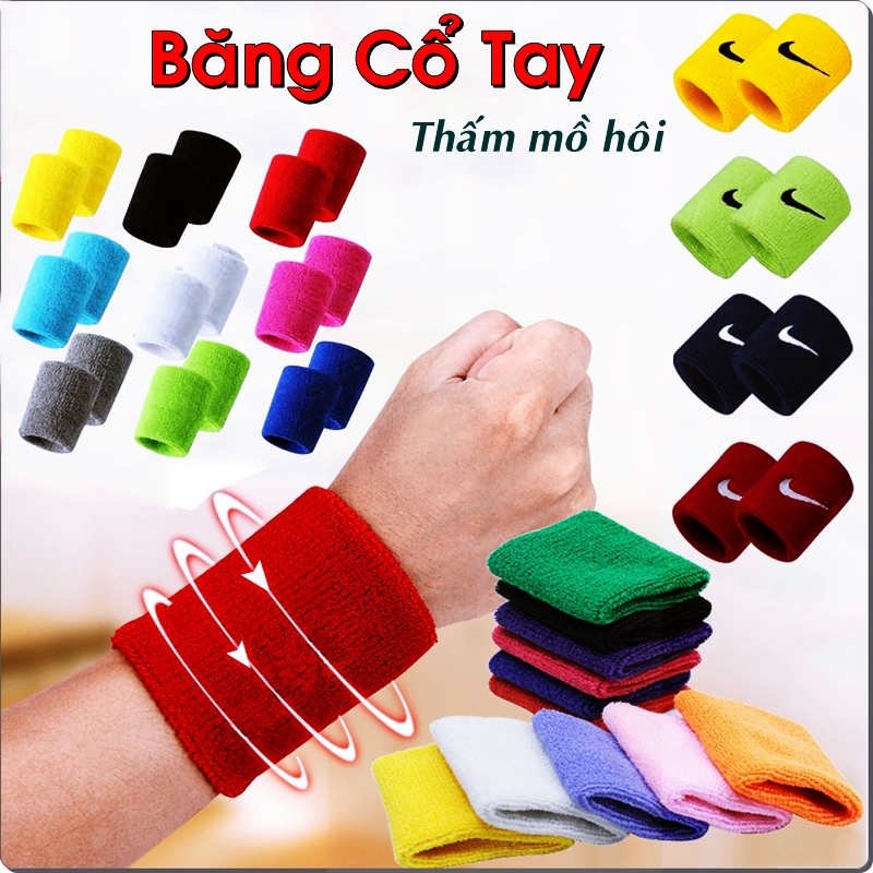 Băng Cổ Tay Thể Thao Cao Cấp Chất Liệu Cotton Thấm Hút Mồ Hôi Bảo Vệ Cổ Tay Khi Chơi Bóng Rổ, Tennis, Cầu Lông, Gym, Chạy Bộ, Bóng Đá