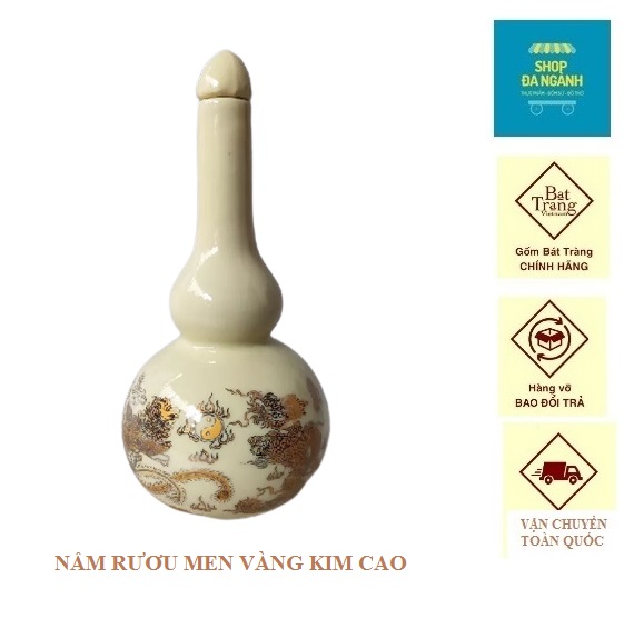 Nậm gốm sứ men vàng kim, dung tích 0,25 lít gốm sứ Bát tràng