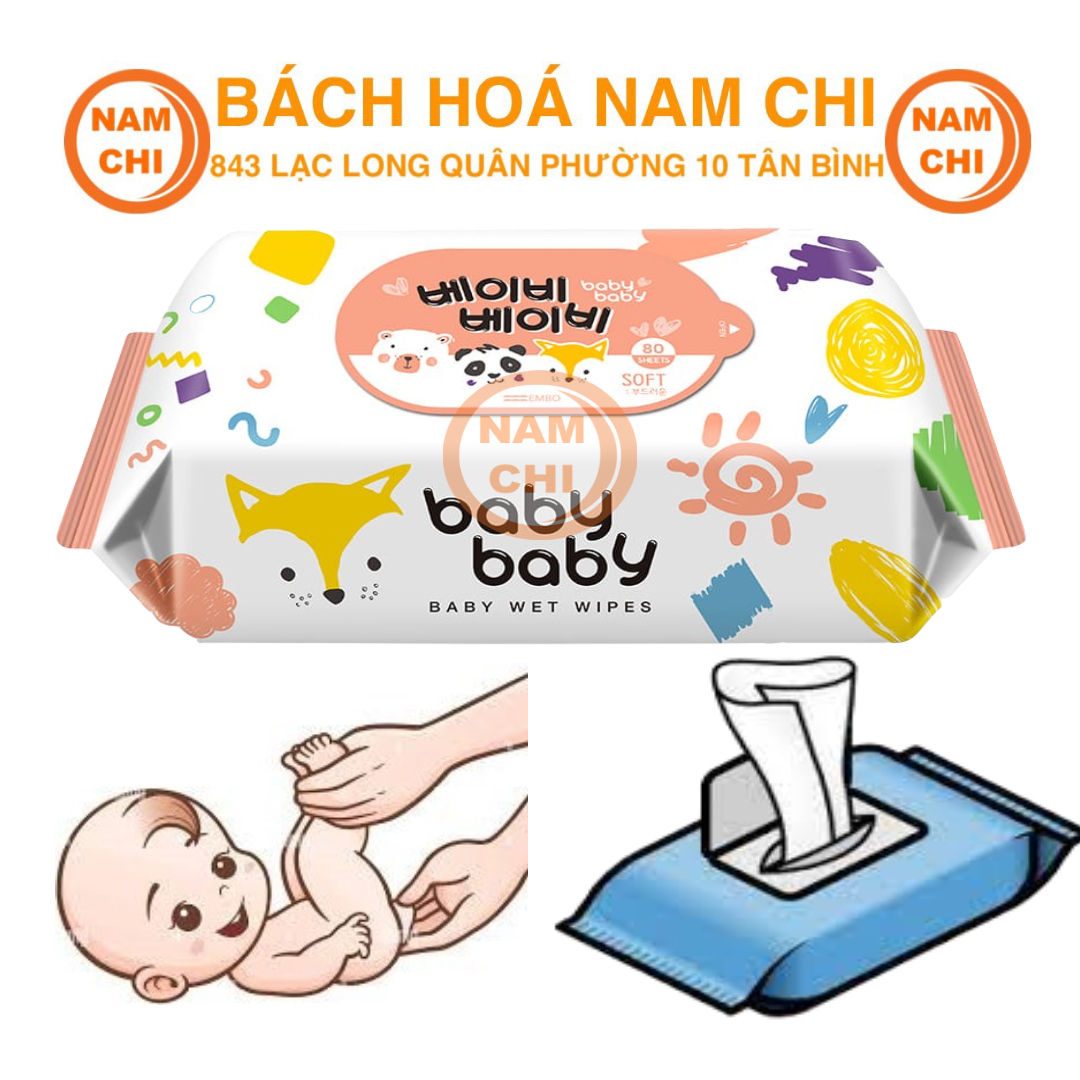 Khăn giấy ướt hàn quốc baby baby 120 tờ màu hồng