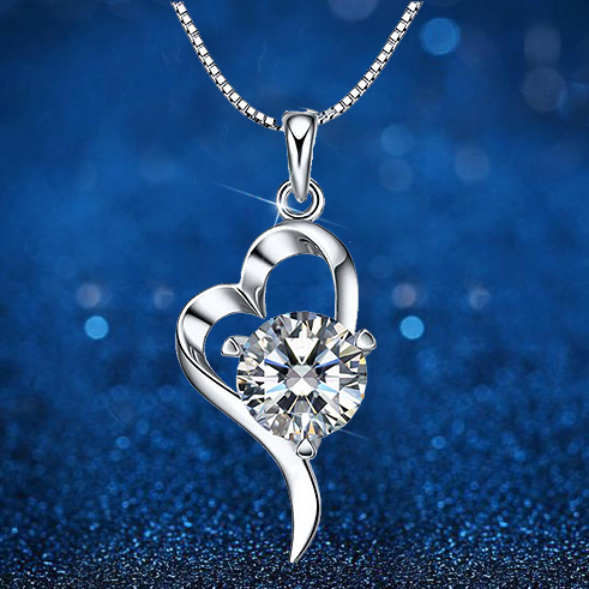 [HCM]Dây chuyền nữ bạc kèm mặt trái tim Giá sỉ đính đá kim cương zircon Quà tặng Tình yêu Thời trang Hàn Quốc Nhật Bản HKN-A03