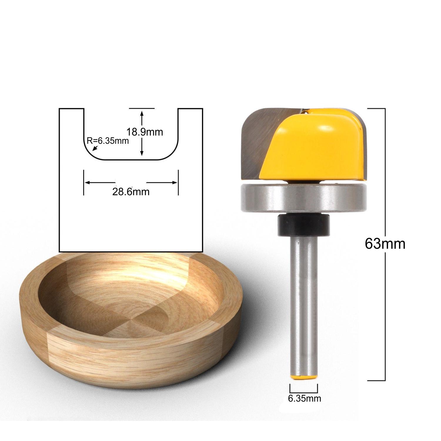 Mũi soi gỗ, mũi phay hình chén, cốt 6.35mm
