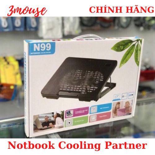 Đế tản nhiệt laptop máy tính macbook Notebook Cooling Partner N99 – 2 quạt, đèn Led dùng cho Laptop từ 10-17inch. Đế Tản nhiệt Laptop Cooler Pad N99 3mouse