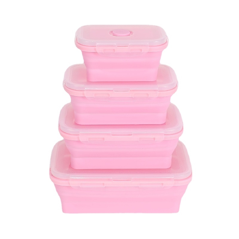 hotx【DT】 Rectangle Silicone Food Container SiliconeBento Lunch for Kids Microwavable Snack