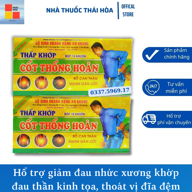  Thấp khớp Cốt thống hoàn - Hổ trợ đau khớp - Đau thần kinh tọa - Thoát vị đĩa đệm - Hộp 20 viên 