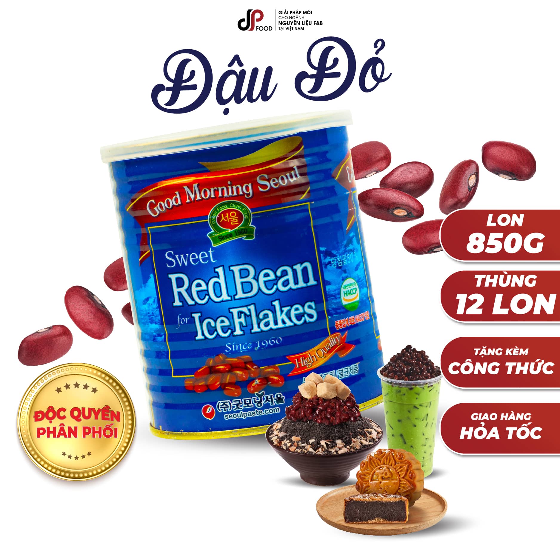 Đậu đỏ đóng hộp 850g _ good morning seoul - nhập khẩu độc quyền hàn quốc