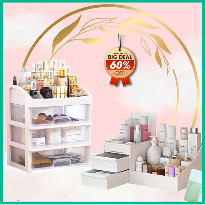 Kệ Mỹ Phẩm Nhựa 4 Tầng Nhiều Ngăn - Kệ Đựng Đồ Dùng Cá Nhân ,Đựng Đồ Trang Điểm - Tủ đựng mỹ phẩm mini có ngăn kéo tiện dụng