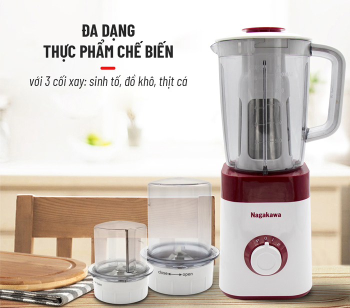 Máy xay sinh tố 3 cối nagakawa nag0816