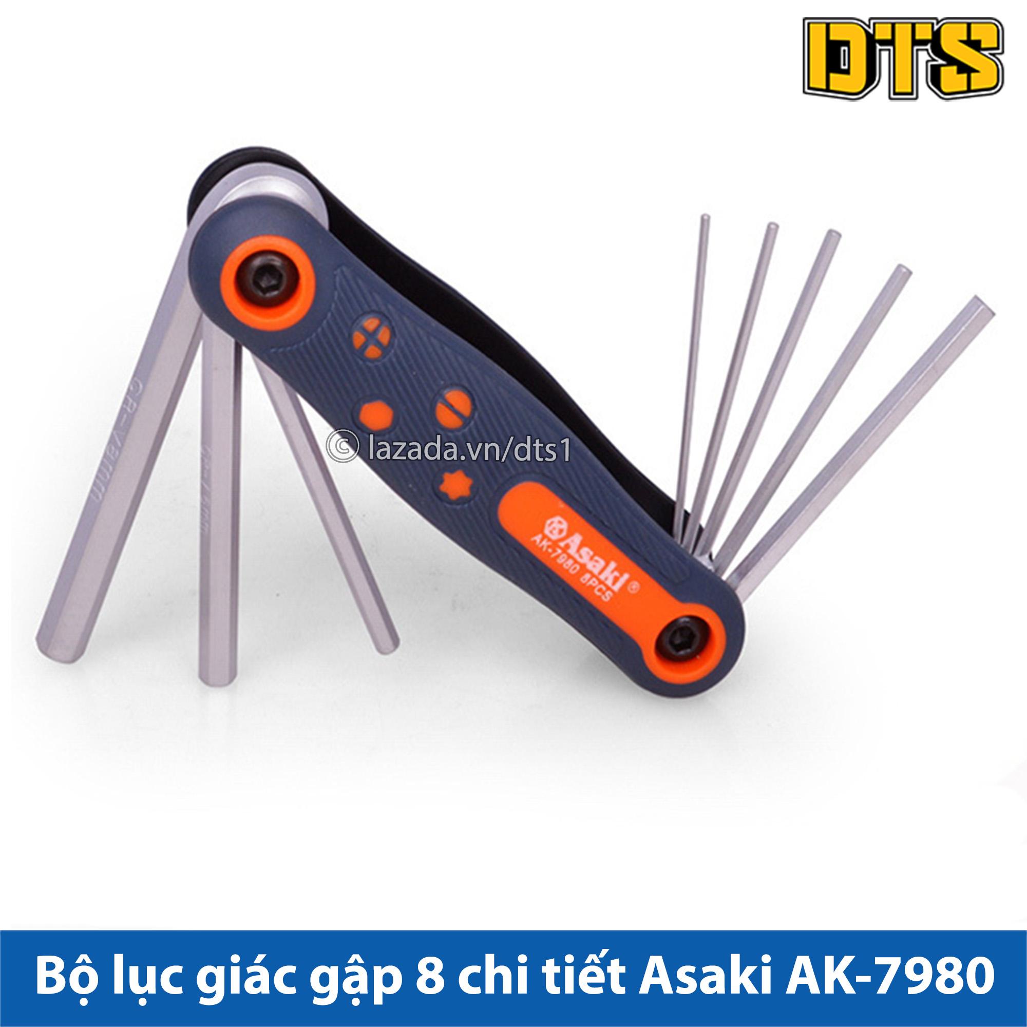 Bộ lục giác gập 8 chi tiết asaki ak-7980