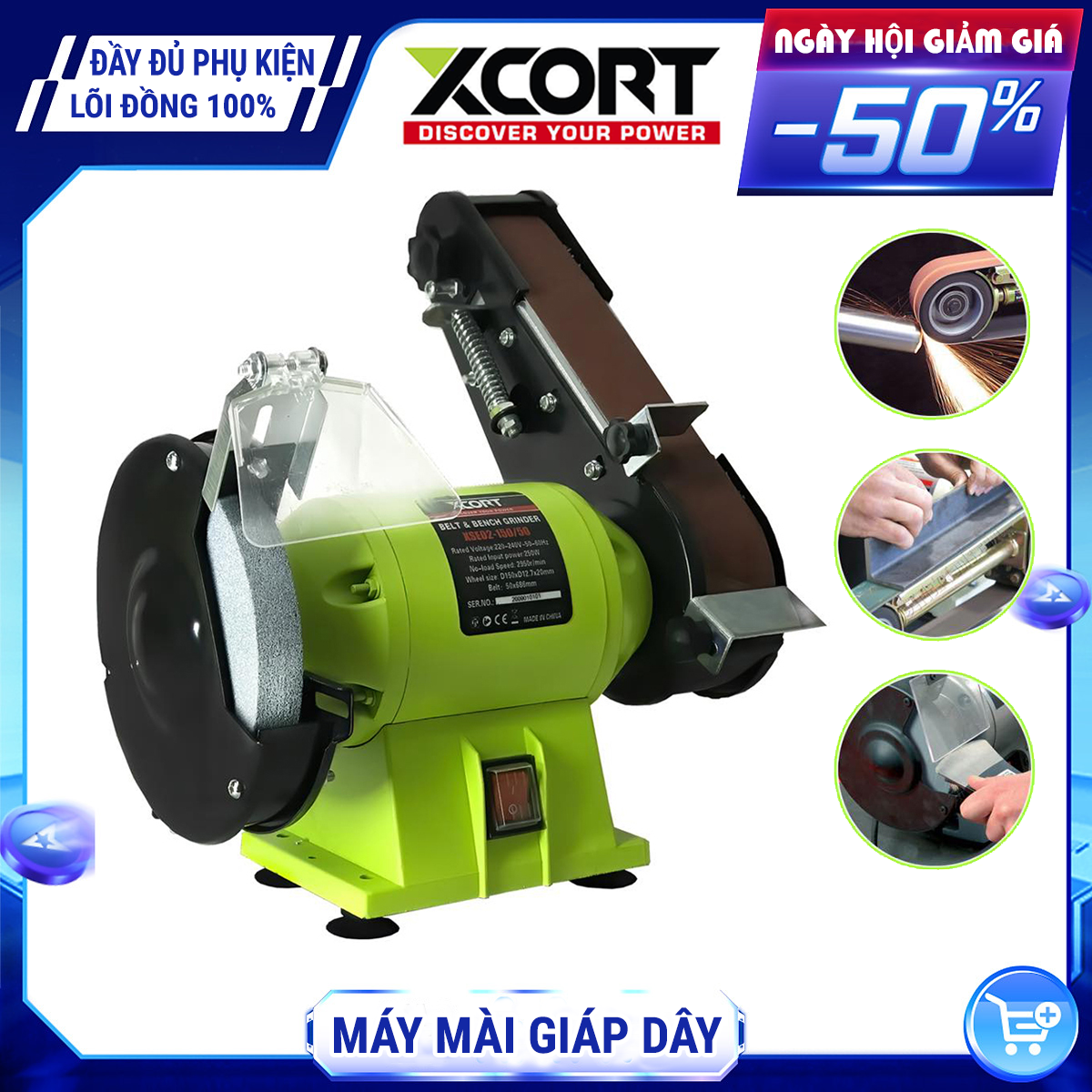 Máy mài giáp dây Máy mài dao kèm Mài đá 250W Chính Hãng Kèm Phụ Kiện