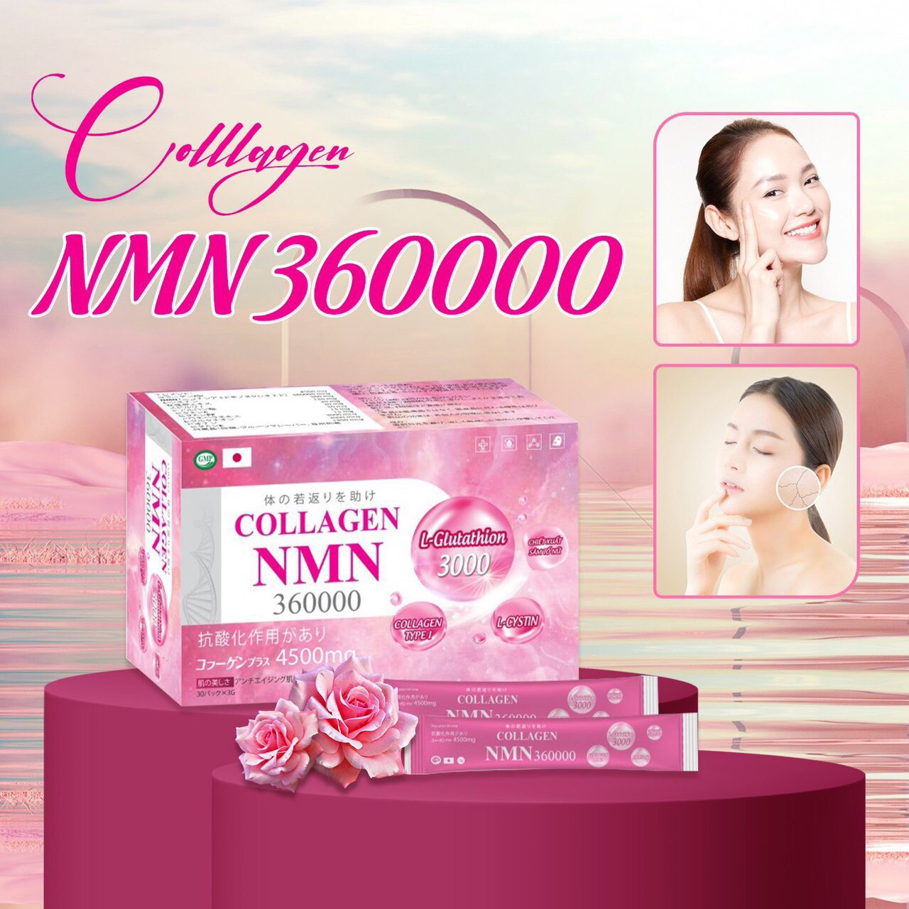 Collagen NMN 360000 tăng cường độ ẩm, tăng tính đàn hồi và chống lão hóa