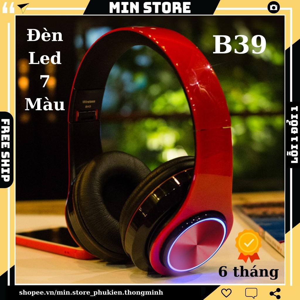 ◊  Tai Nghe Không Dây Bluetooth B39 - Đèn Led - V5.0 -  Hàng Nhập Khẩu - Min STORE
