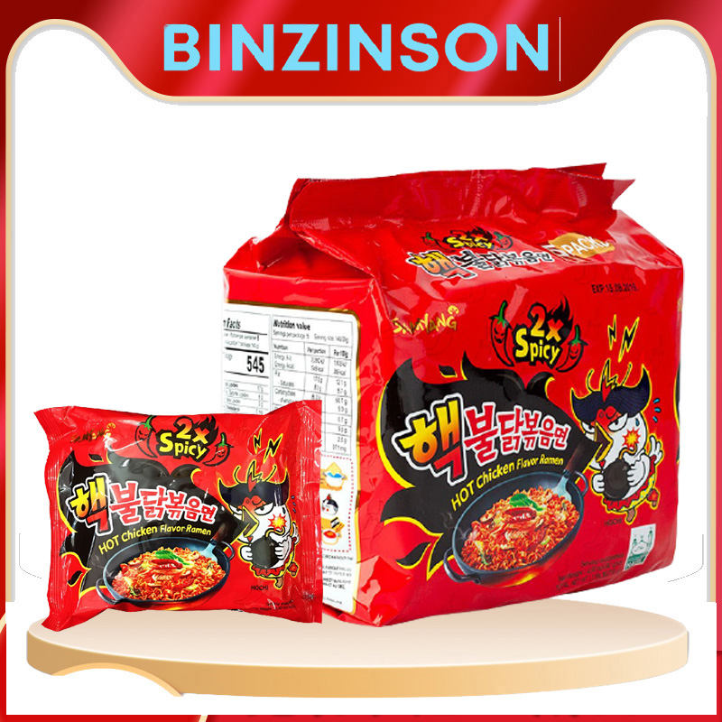 Mì gà siêu cay 2x Spicy gói 140g Mỳ Samyang Hàn Quốc hạn sử dụng 12 tháng tính từ ngày sản xuất, thời hạng có in trên bao bì sản phẩm - BINZINSON